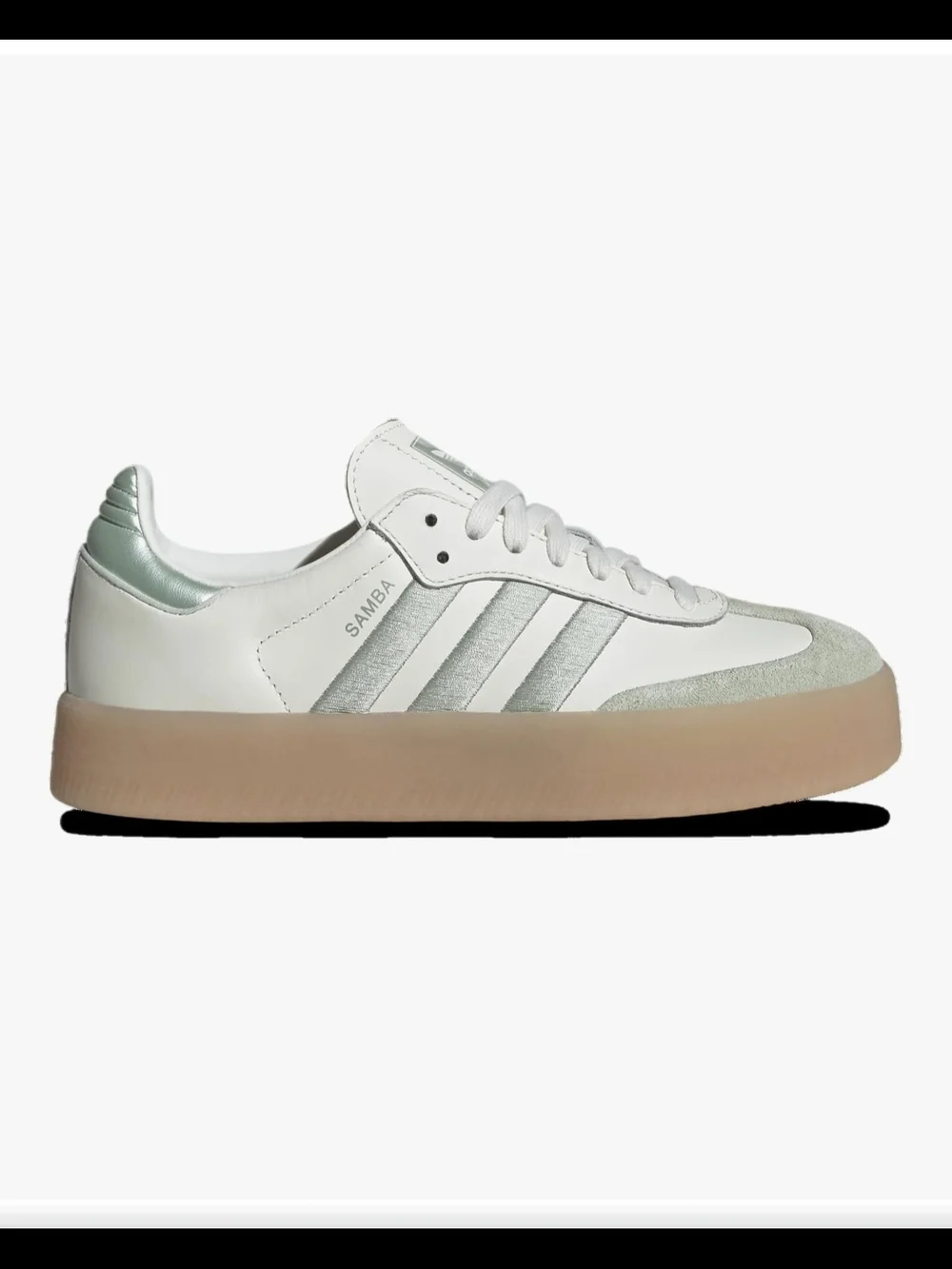 Adidas Samba Platform Sneaker in White with Mint Green